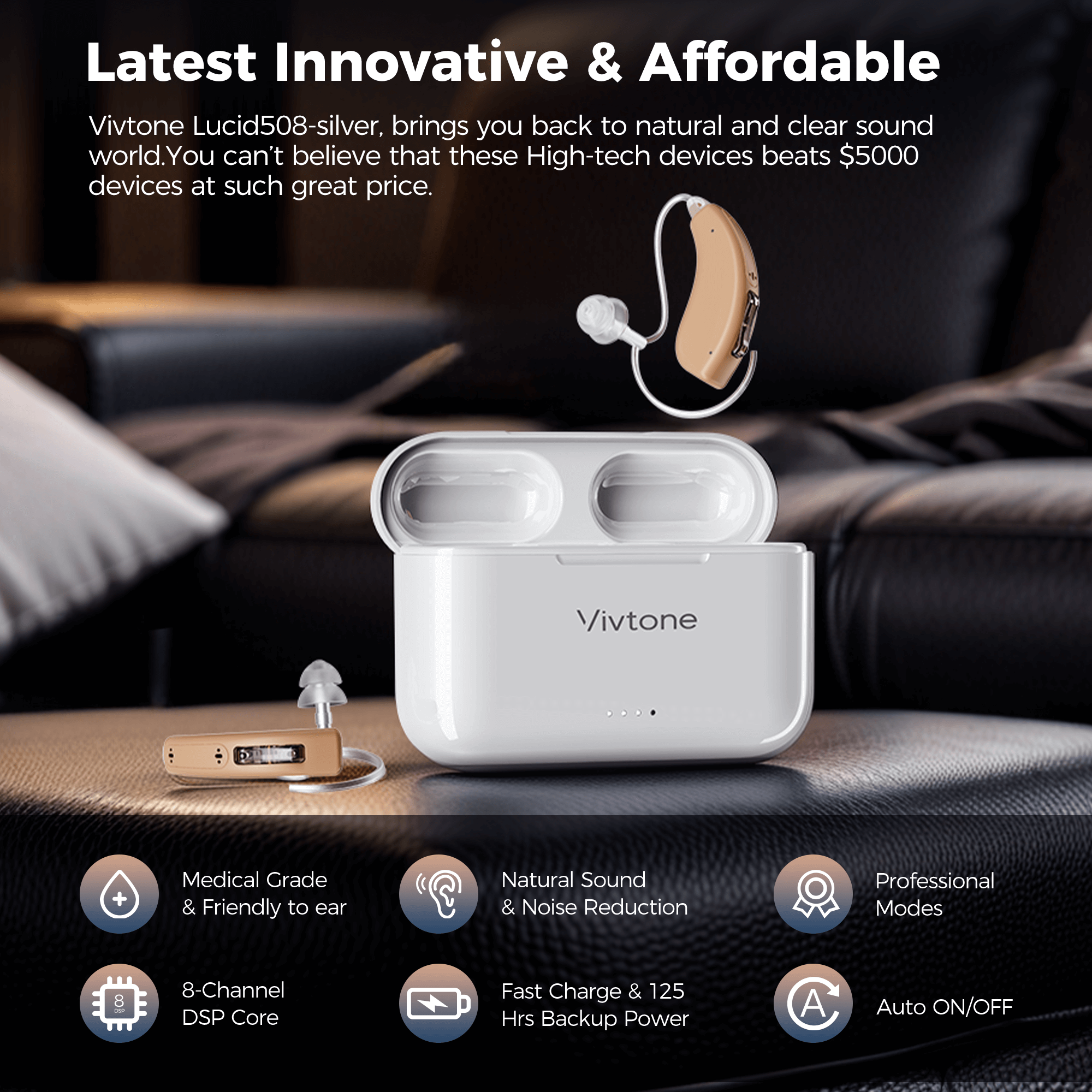 Vivtone Lucid508j hearing aids, Natural Sound & Noise Reduction