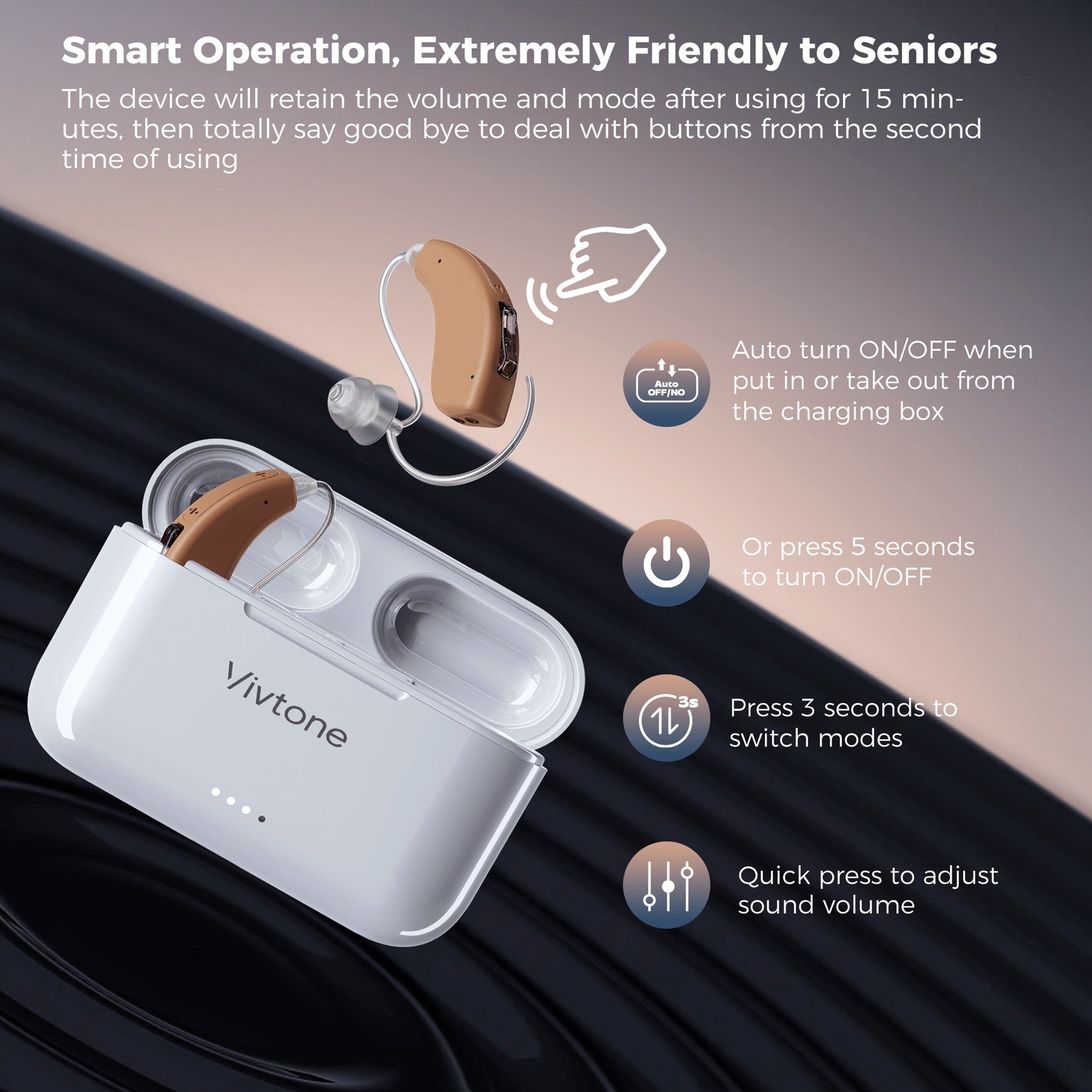 Vivtone hearing aids: easy operation for seniors