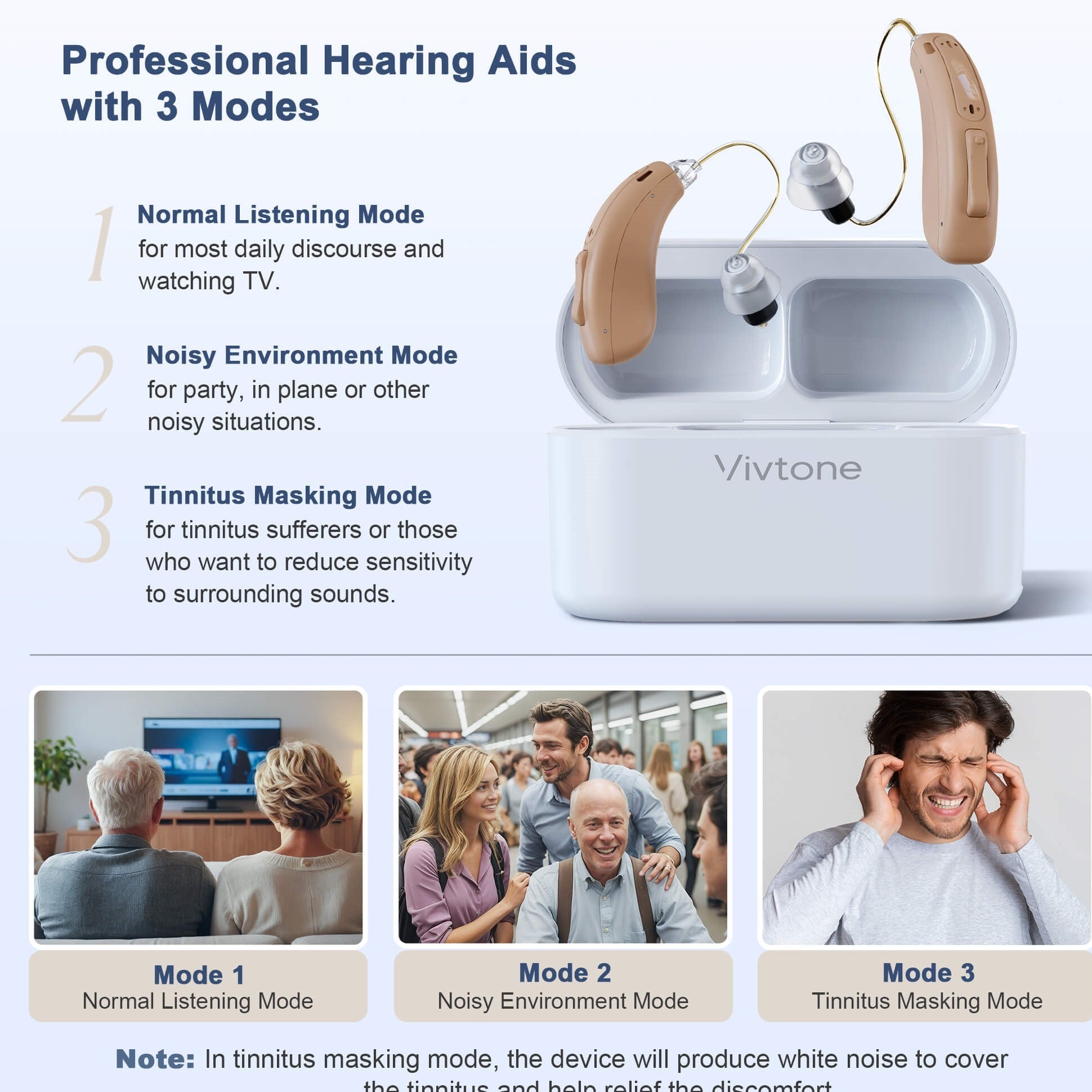 Best Hearing Aids for Tinnitus - Vivtone Lucid516 RIC-a2: In Ear Design, Medical Grade, Top Rated Hearing Aids