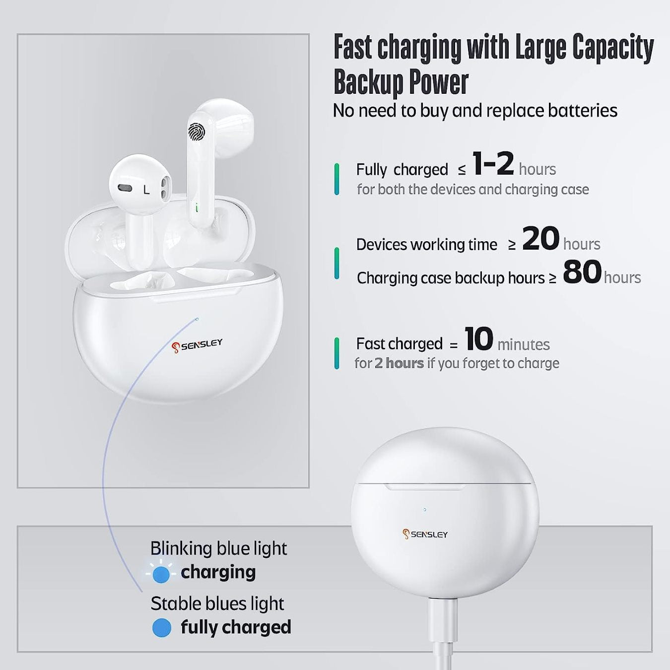 Sensley S01-L hearing aid charging time, long battery life