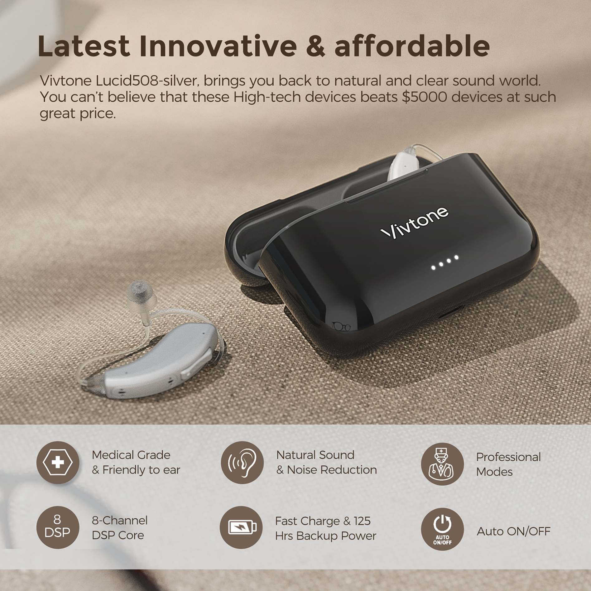 Vivtone lucid508-silver1 hearing aids