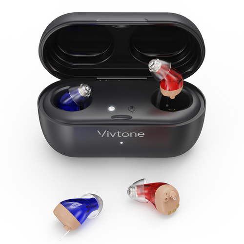 Vivtone Supermini-N1 CIC hearing aids with charging case