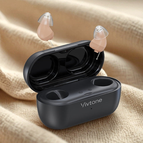 Vivtone supermini-o3 CIC hearing aids with charging case