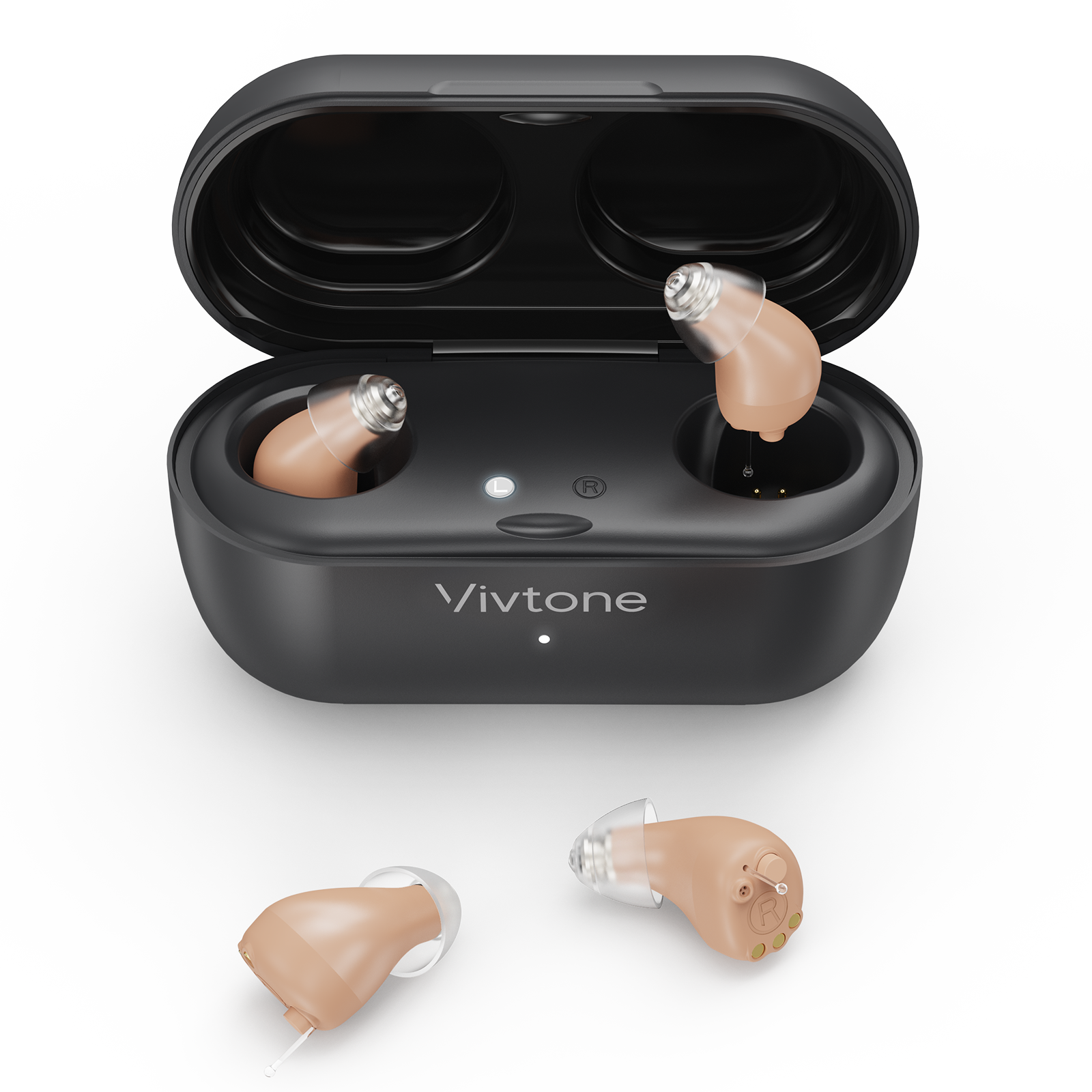 Vivtone CIC hearing aids with charging case