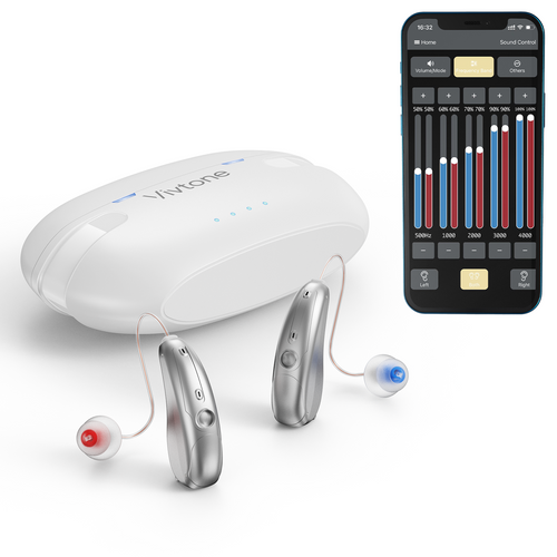 Vivtone Xpure White-f Bluetooth Hearing Aids with sound control