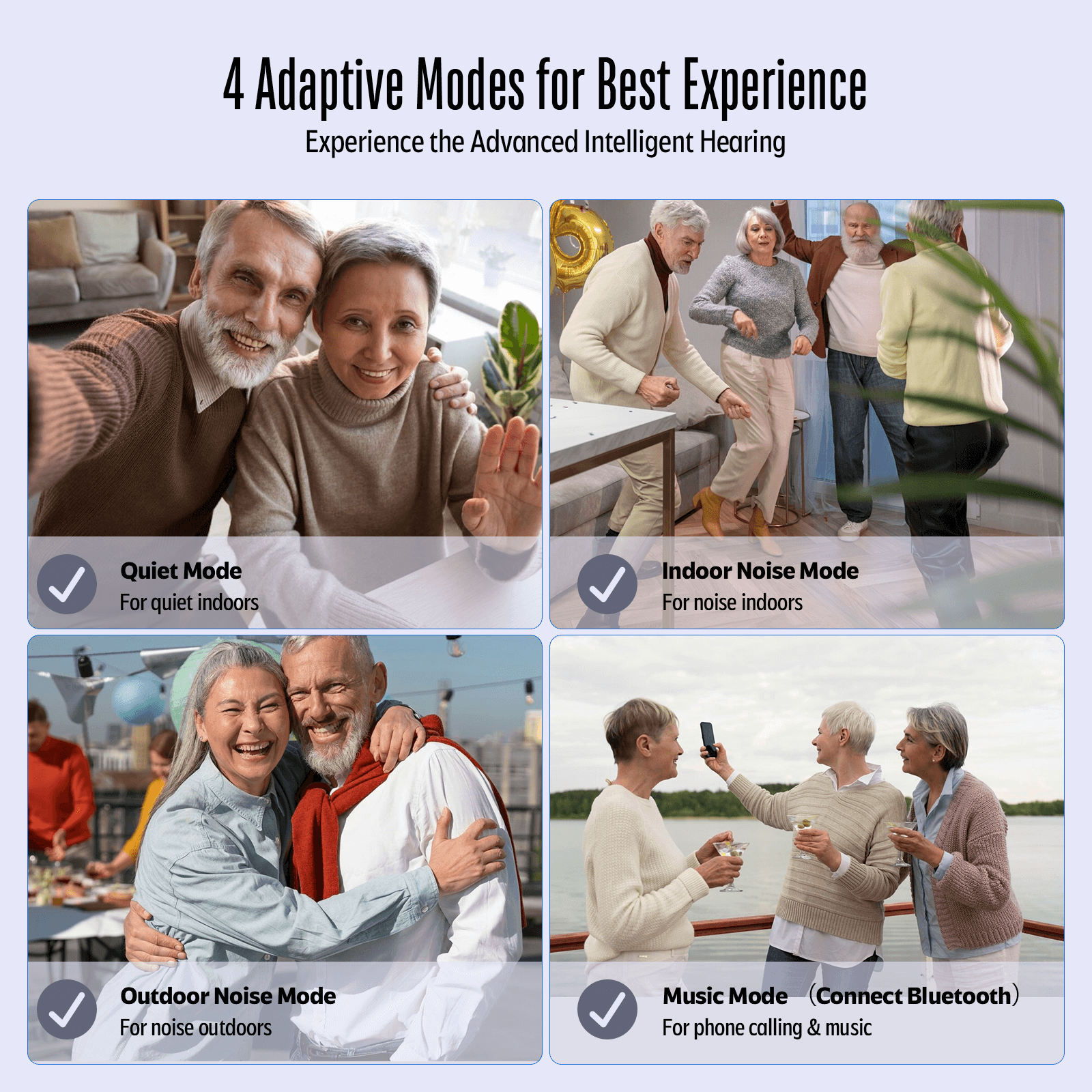 Vivtone hearing aids with 4 adaptive modes for best sound experience