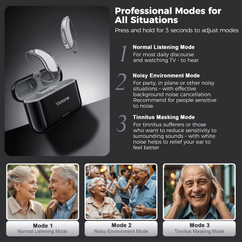 Vivtone Lucid508-Silver hearing aid professional modes: normal, noisy, tinnitus