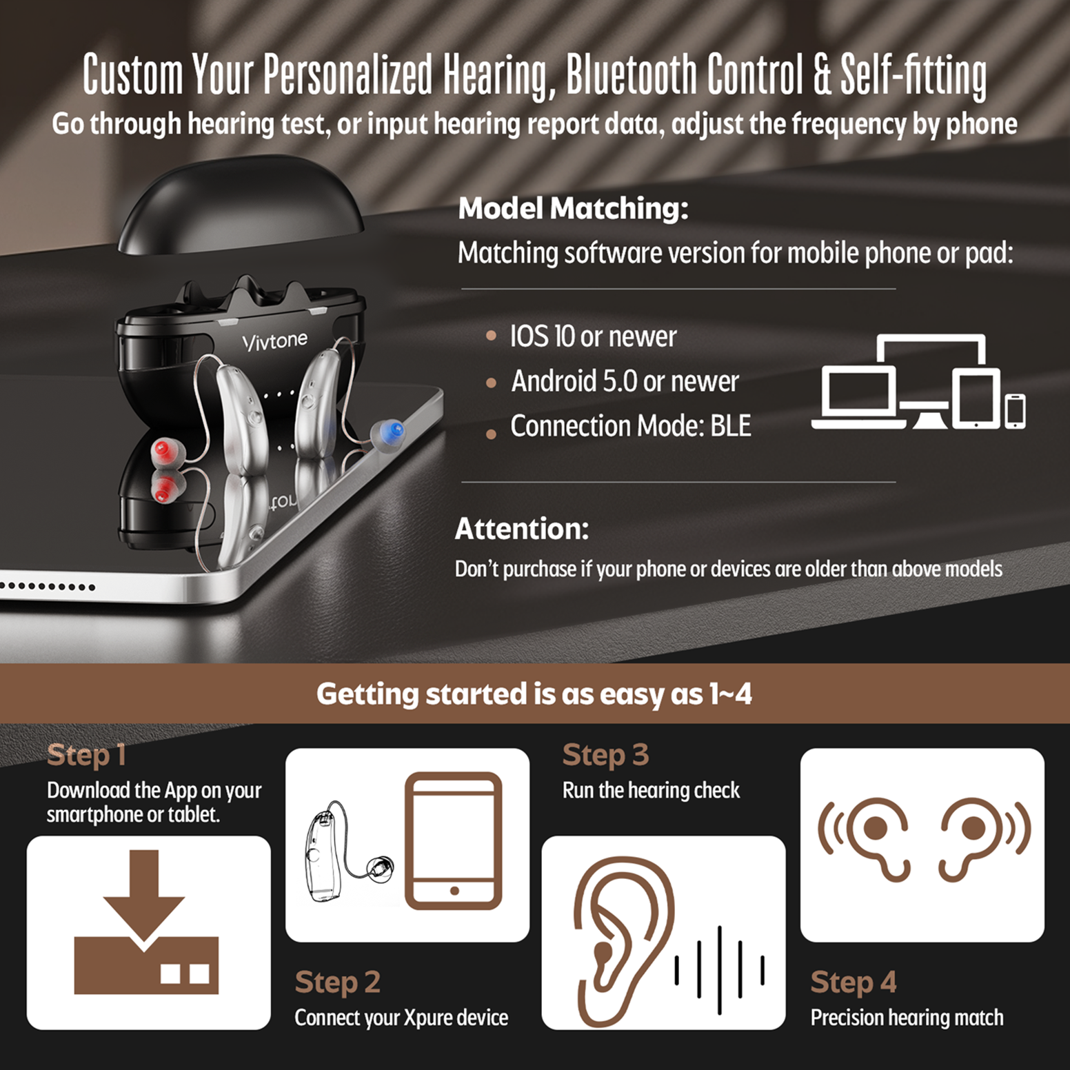 Vivtone Xpure-c Bluetooth Hearing Aids