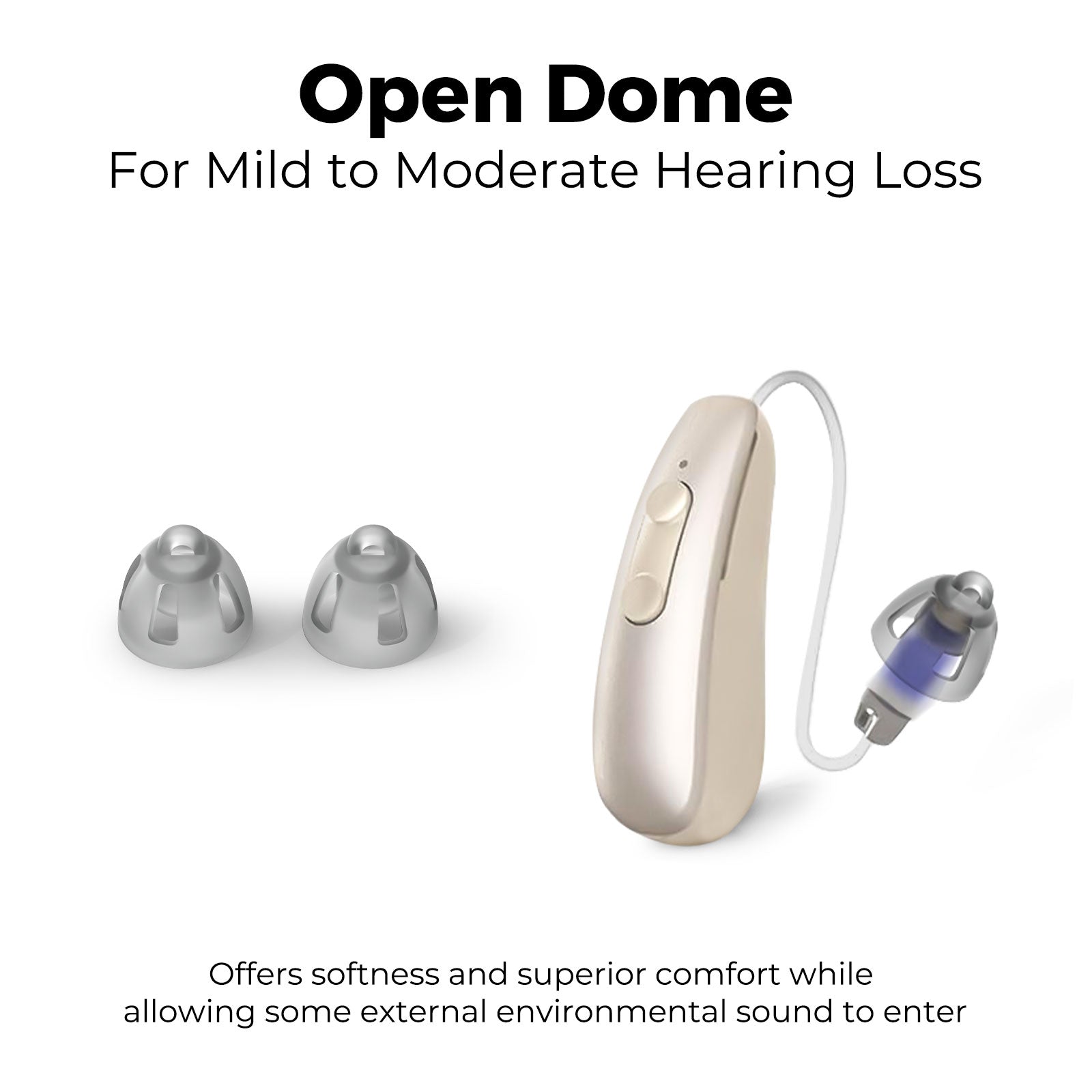 Hearing Aid Domes for AuarLink- 6 Pairs Universal Replacement Domes Set, For AuraLink and Most other BTE RIC CIC ITC Hearing Aids with Standard Inner Size, 3 Types & Various Sizes