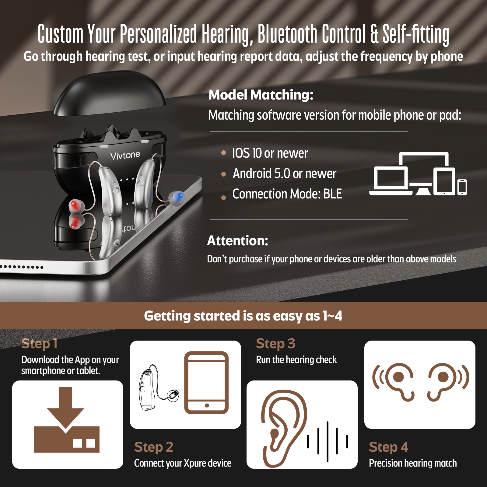 Vivtone Xpure hearing aid setup guide