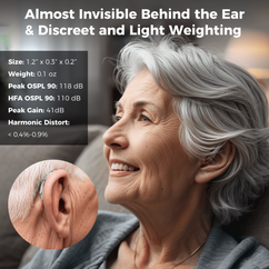 Lucid508-Silver hearing aid: Invisible and discreet design for the elderly