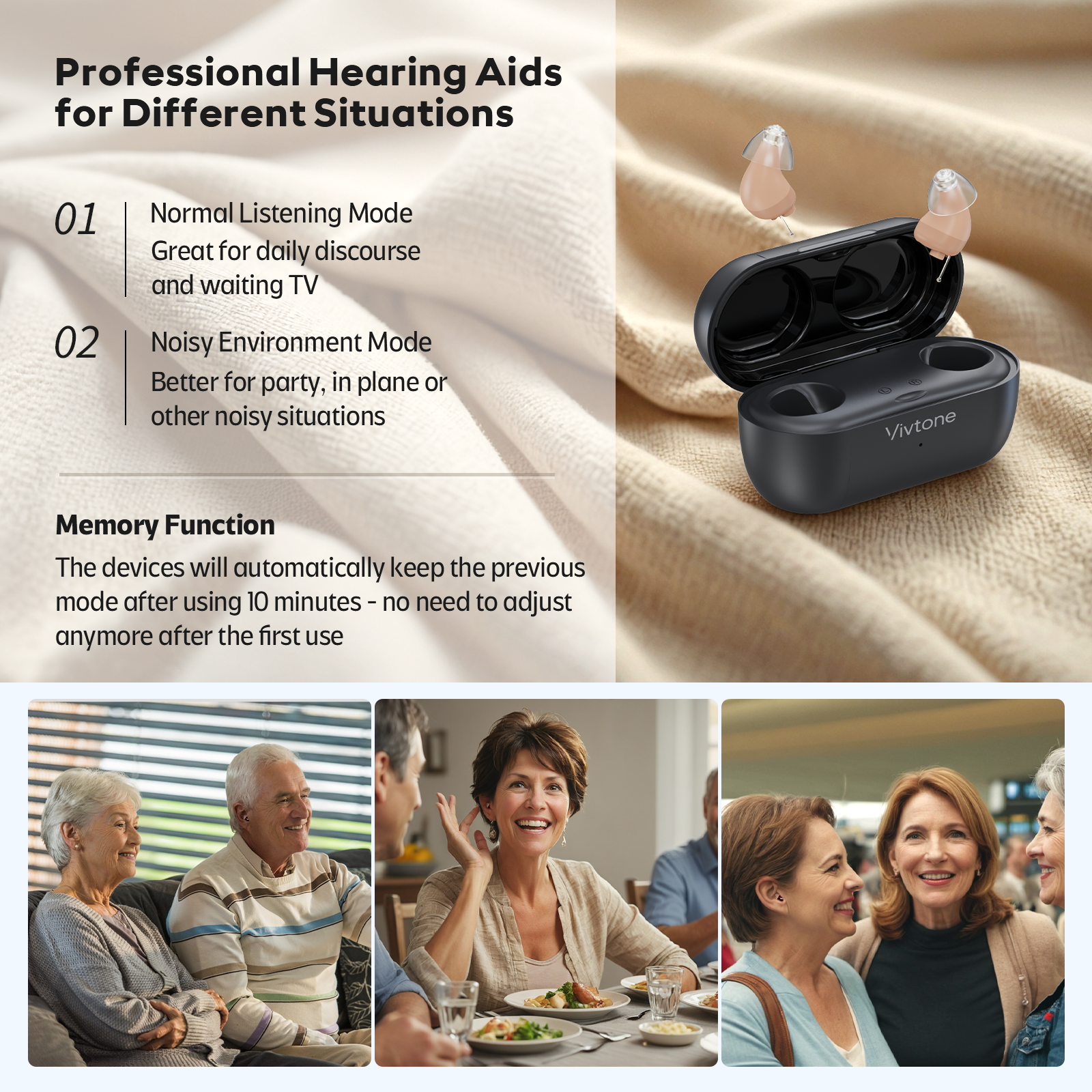 Vivtone hearing aids for different situations