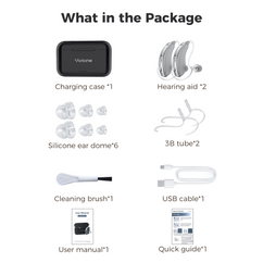 Vivtone Lucid508-Silver hearing aid package contents