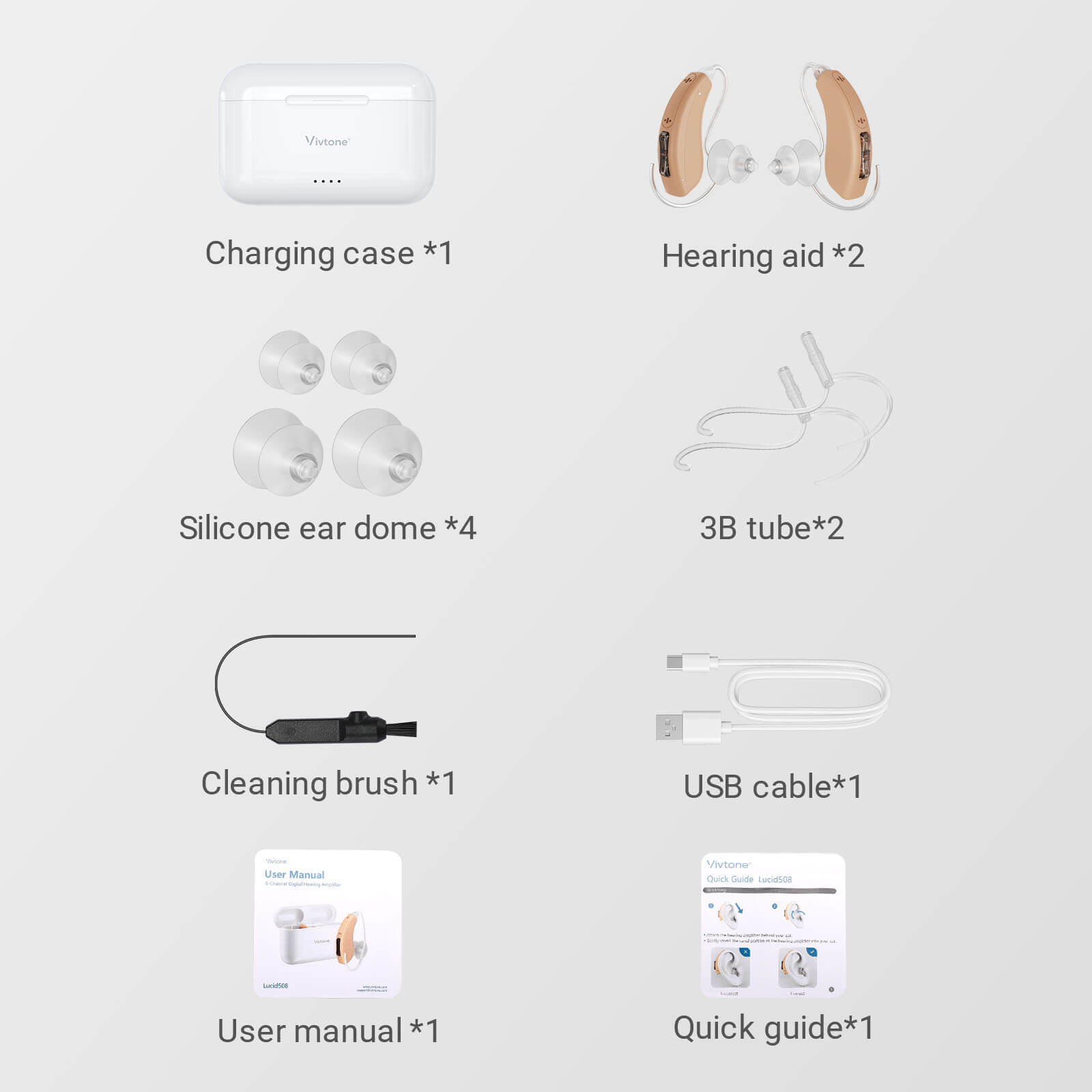 Vivtone Lucid508 BTE hearing aid accessories kit