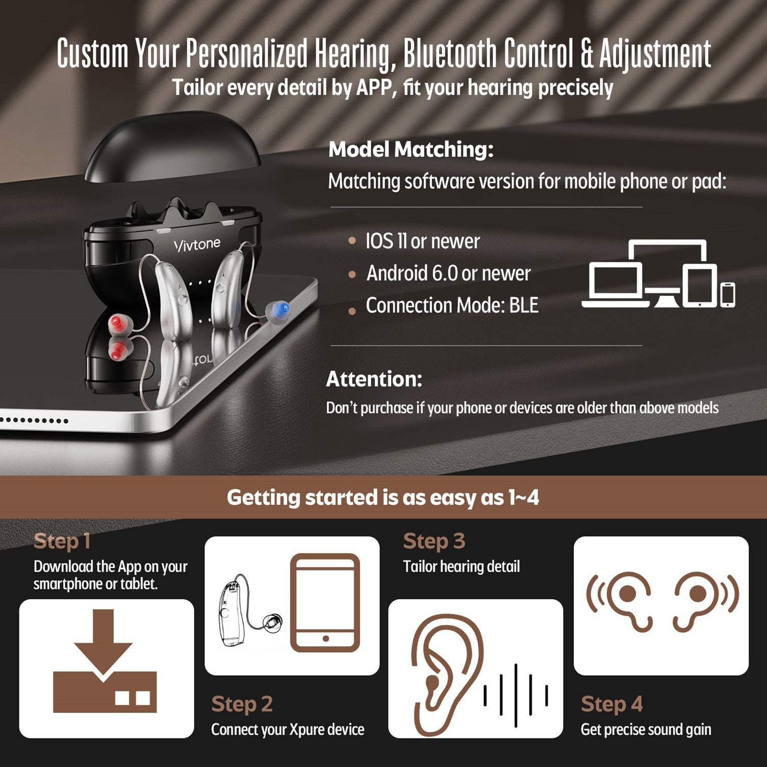 Vivtone Xpure-f Bluetooth Hearing Aids