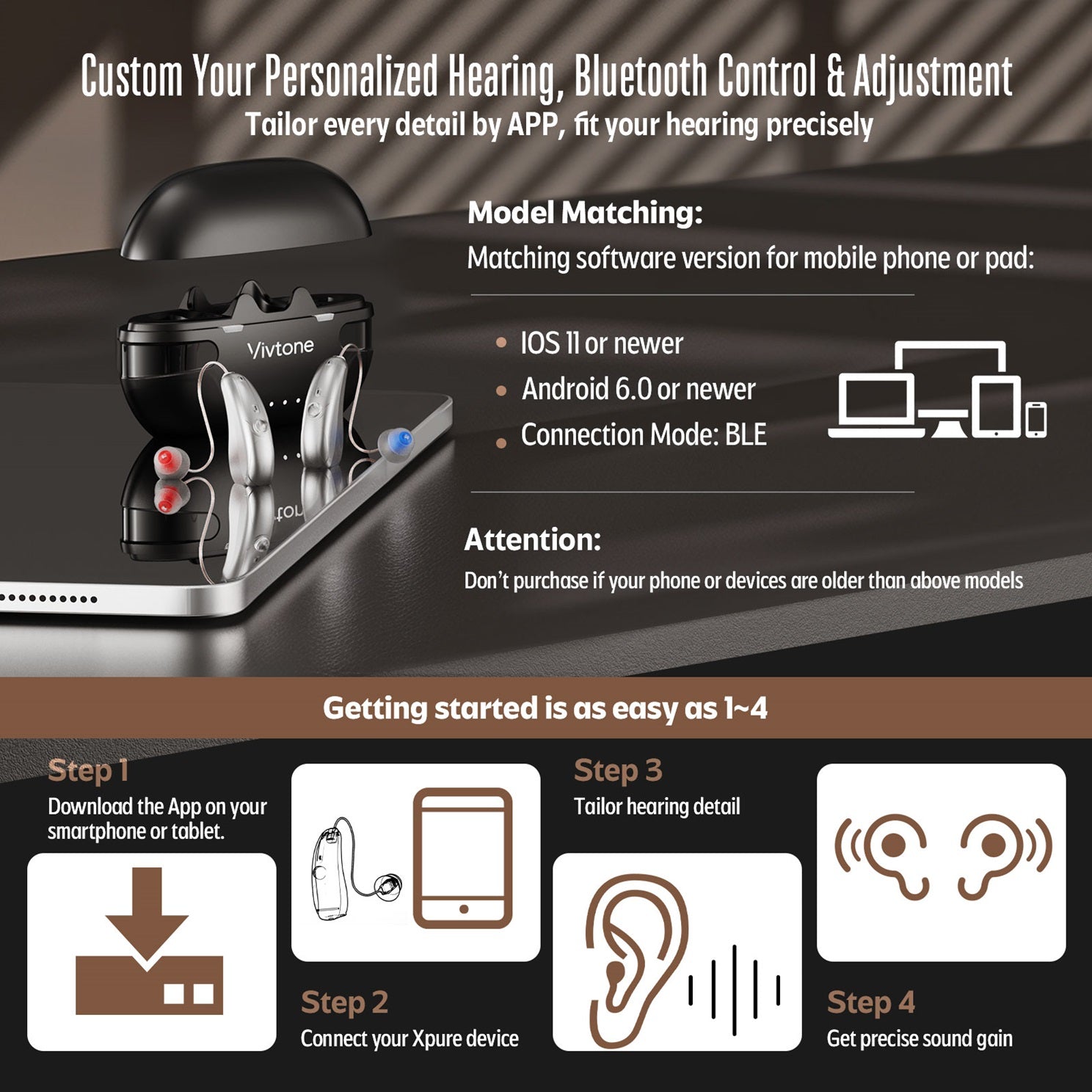 Vivtone Xpure-g Bluetooth Hearing Aids