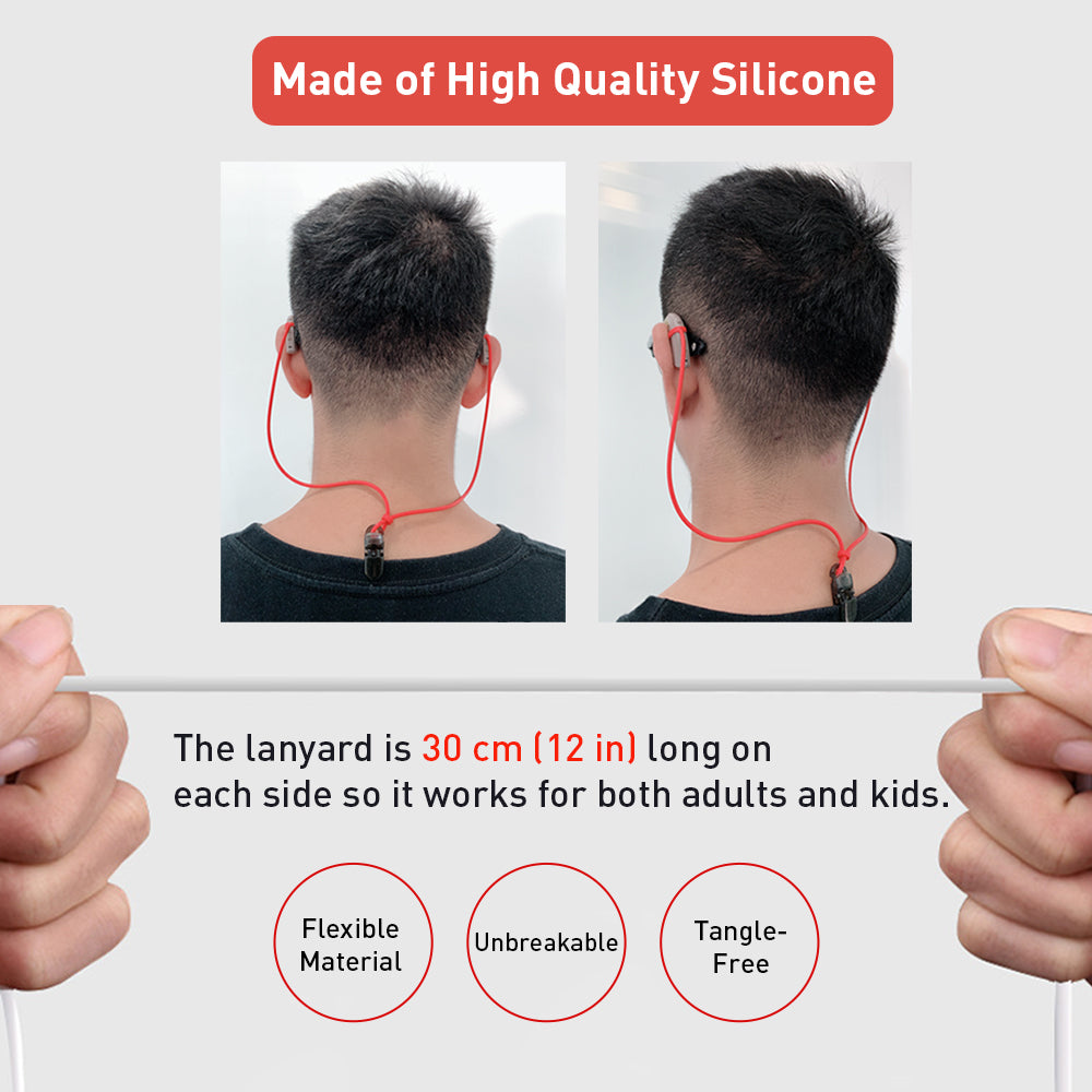 Hearing aid lanyard made of silicone, flexible, unbreakable and tangle-free