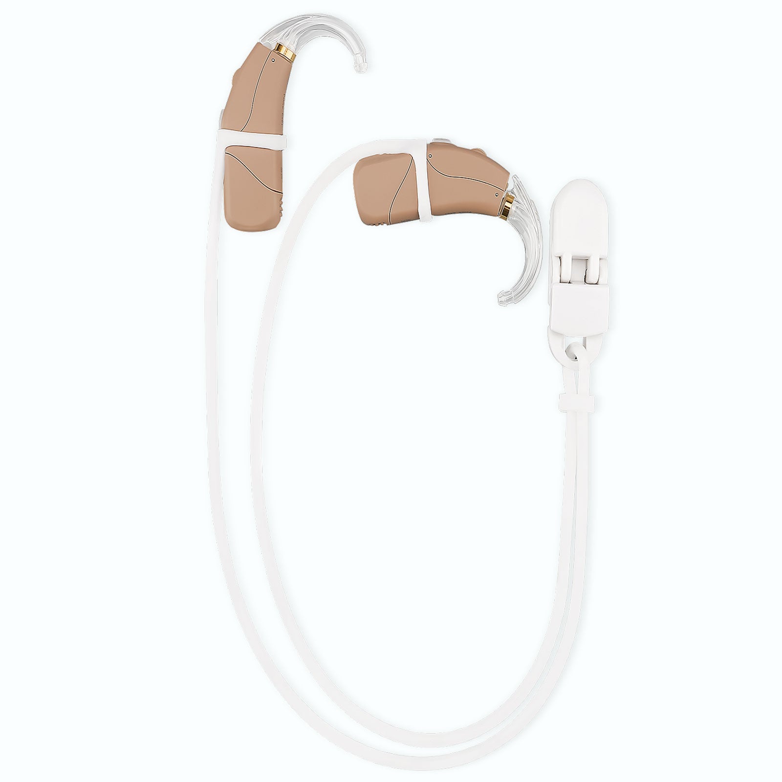 White hearing aid lanyard with clip