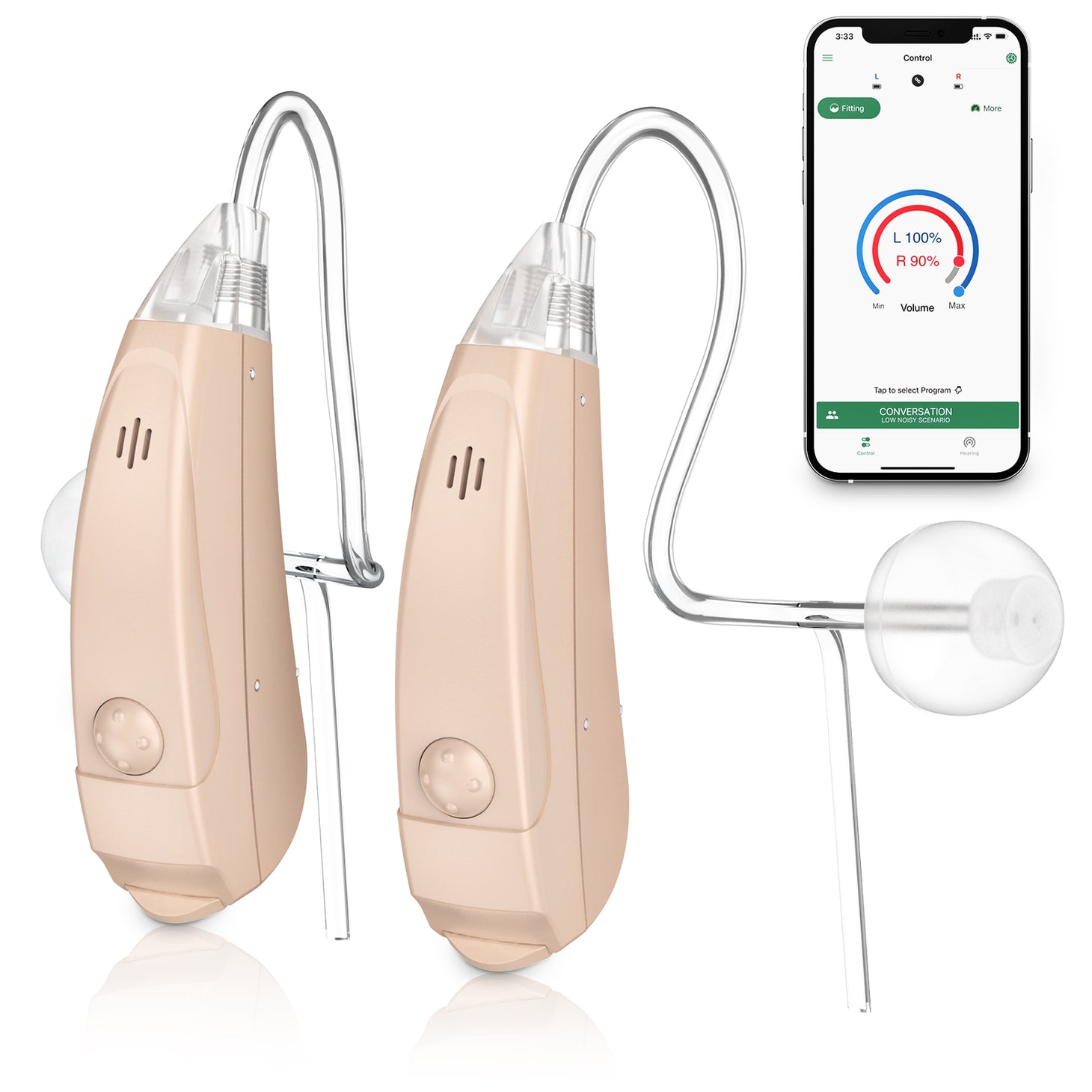 Hearing Assist STREAM RIC Rechargeable OTC Hearing Aid Kit - Full Bluetooth  Streaming & App Personalization, pair